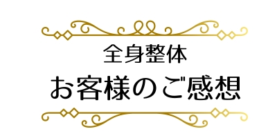 全身整体、お客様のご感想